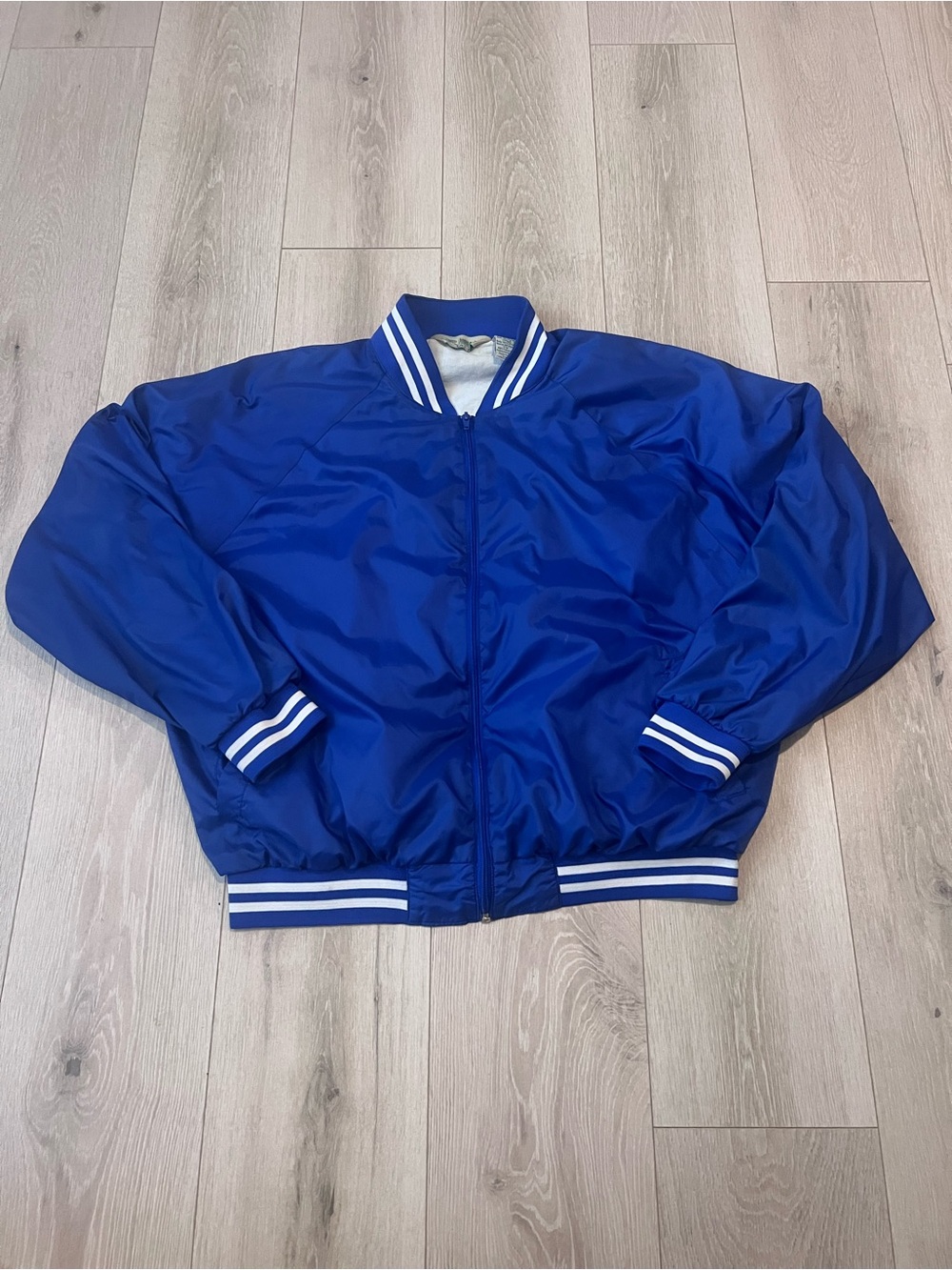 Haband Royal Blue Bomber Jacket with White Stripe Trim